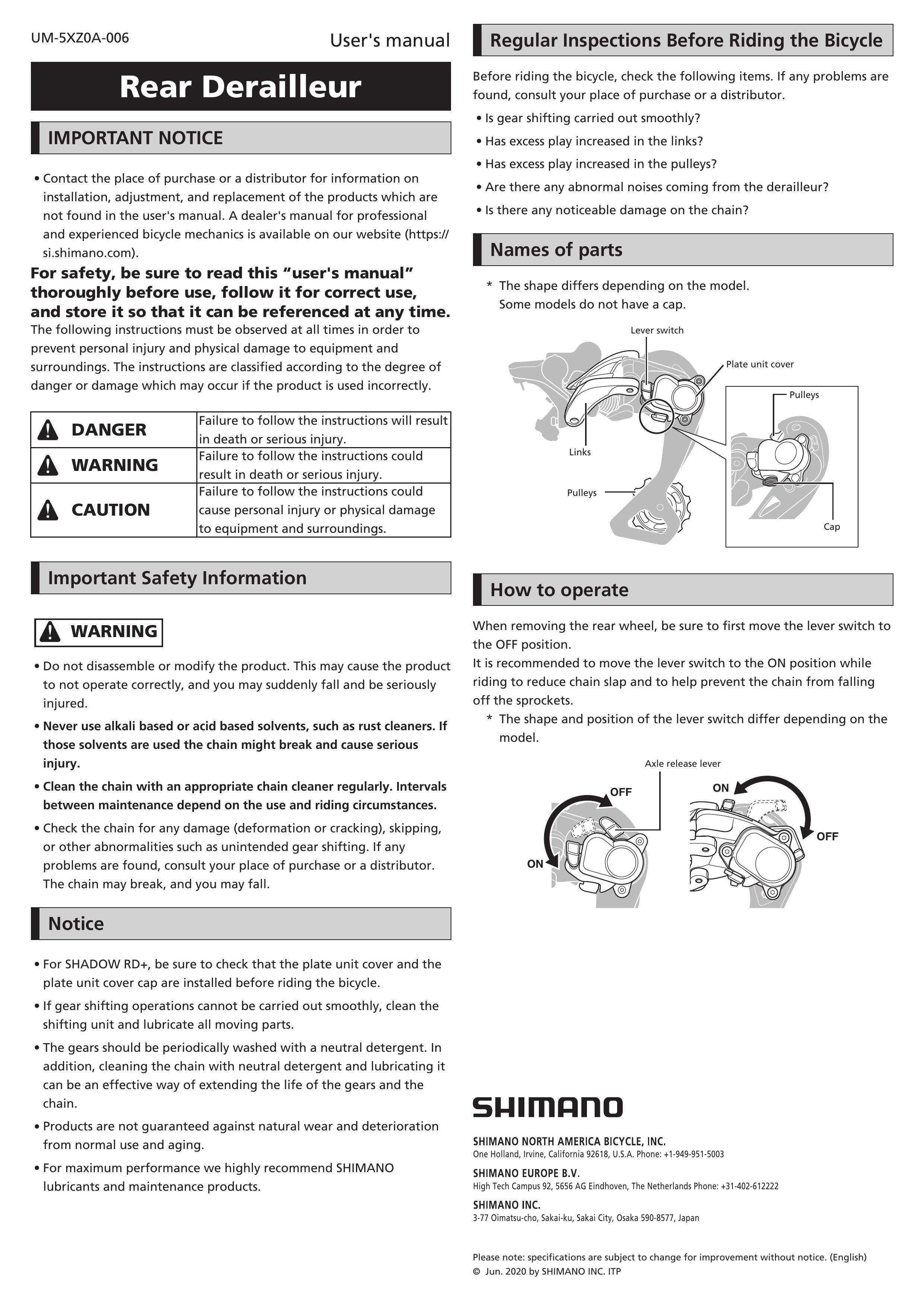 Shimano deore derailleur manual on sale